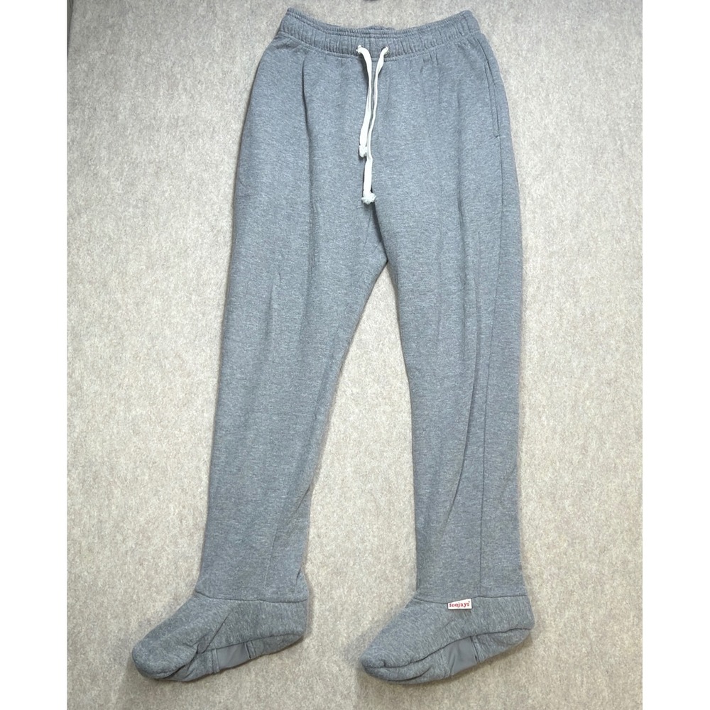 Feejays Unisex Small Gray Cozy Loungewear Footie Sweatpants Warm Cabincore